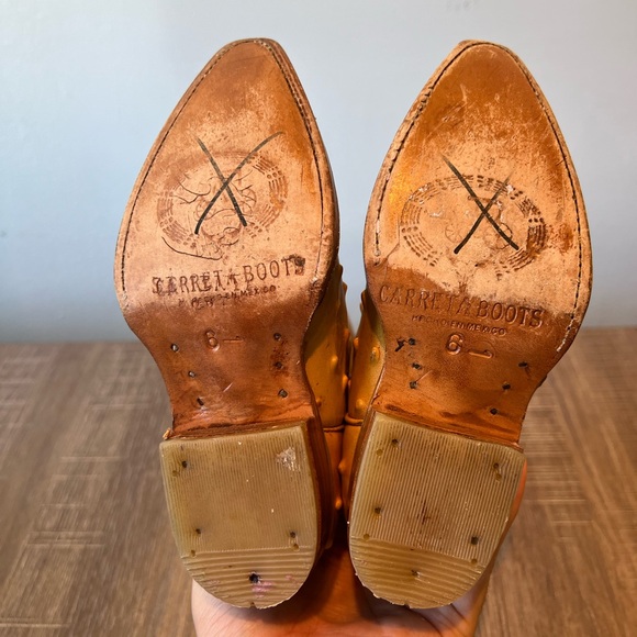 Carreta Kids Size 6 Brown Ostrich Print Cowboy Western Boots - Picture 7 of 8